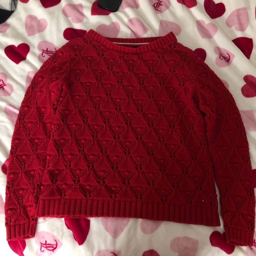 Tommy Hilfiger Red Textured Women's Sweater